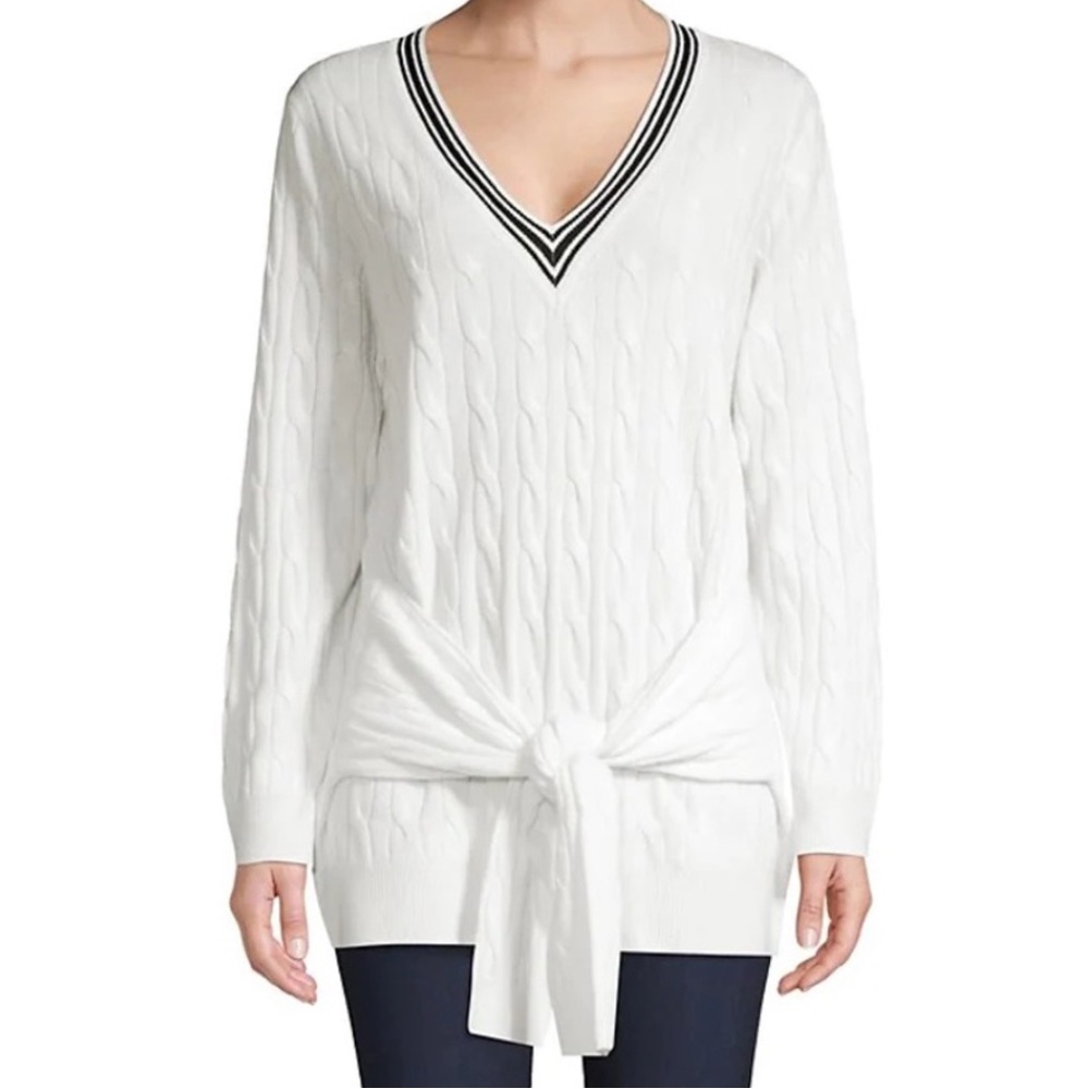 Sandro ECRA Emma Wool Cashmere Tie-Waist Cable-Knit Sweater
